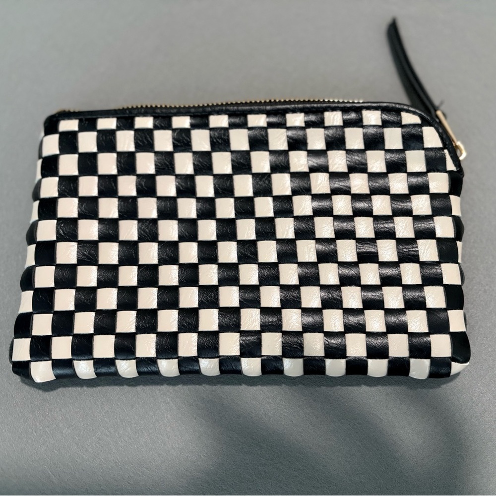 Black & Cream Woven Clutch / Wristlet – Chic Statement Piece